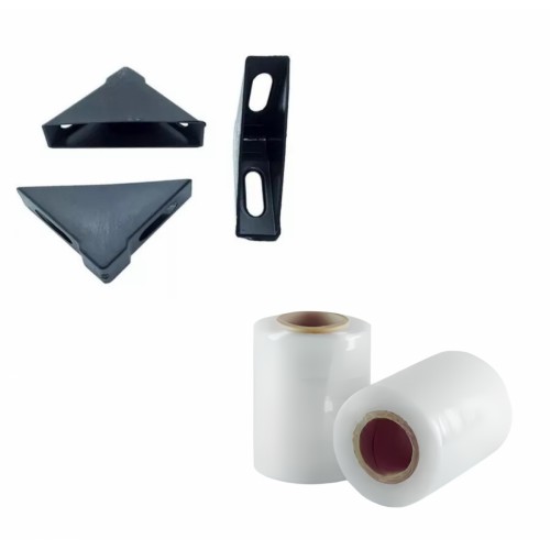 Kit Promocional C/800 Un Cantoneira De Proteção P/Moveis 18 X 56 X 56 Mm Preta + 2 Filmes Stretch Virgem 100 mm