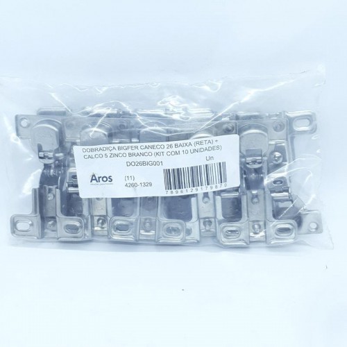Dobradiça Bigfer Caneco 26 Baixa (Reta) + Calco 5 Zinco Branco (Kit Com 10 Unidades) Dobradiça Bigfer Caneco 26 Baixa (Reta) + Calco 5 Zinco Branco (Kit Com 10 Unidades)