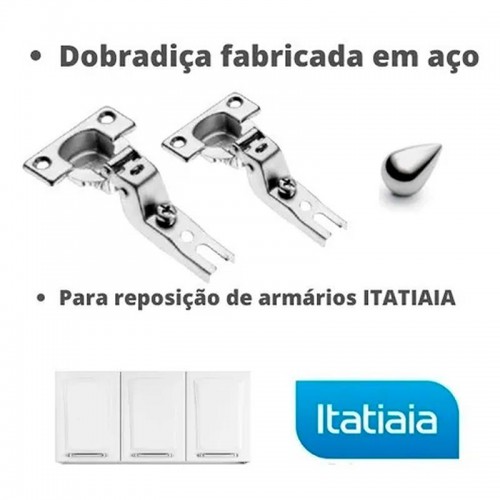 Dobradiça Hettich Caneco 26 Modelo Itatiaia Alta (Curva) Zinco Branco (Kit Com 4 Unidades)