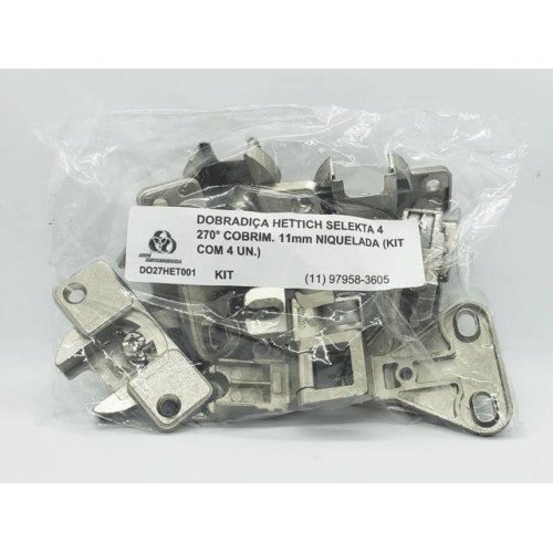Dobradiça Hettich Selekta 4 270° Cobrim. 11Mm Niquelada (Kit Com 4 Un.) Dobradiça Hettich Selekta 4 270° Cobrim. 11Mm Niquelada (Kit Com 4 Un.)