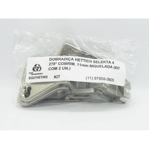 Dobradiça Hettich Selekta 4 270° Cobrim. 11Mm Niquelada (Kit Com 2 Un.) Dobradiça Hettich Selekta 4 270° Cobrim. 11Mm Niquelada (Kit Com 2 Un.)