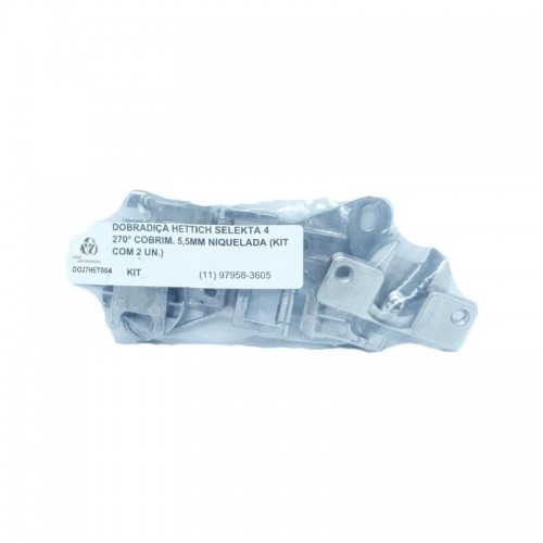 Dobradiça Hettich Selekta 4 270° Cobrim. 5,5Mm Niquelada (Kit Com 2 Un.)