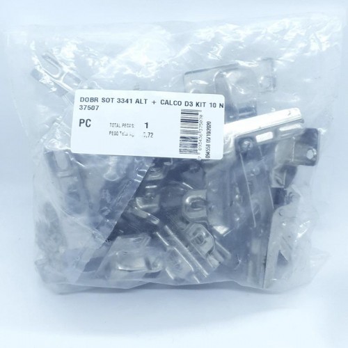 Dobradiça Hettich Sot Alta (Curva) + Calco D3 Para 15 Mm (Kit C/10)