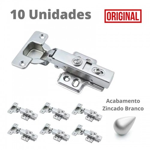 Dobradiça Bigfer Com Amortecimento Baixa (Reta) Calco Fixo (Kit C/10) Dobradiça Bigfer Com Amortecimento Baixa (Reta) Calco Fixo (Kit C/10)