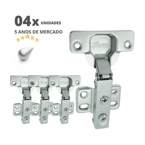 Dobradiça Bigfer Com Amortecimento Baixa (Reta) Calco Fixo (Kit C/4)