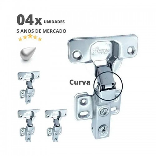 Dobradiça Bigfer Com Amortecimento Alta (Curva) Calco Fixo (Kit C/4) Dobradiça Bigfer Com Amortecimento Alta (Curva) Calco Fixo (Kit C/4)