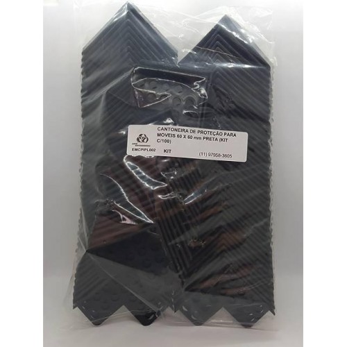 Cantoneira De Proteção Para Moveis 60 X 60 Mm Preta (Kit C/100)
