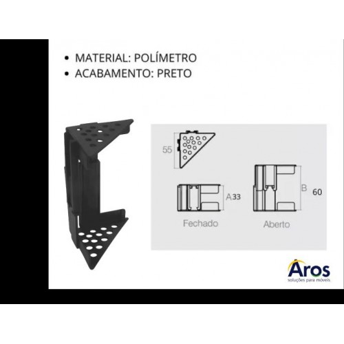 Cantoneira De Proteção Para Moveis Regulável 33 A 60 Mm Preta (Kit C/50) Cantoneira De Proteção Para Moveis Regulável 33 A 60 Mm Preta (Kit C/50)