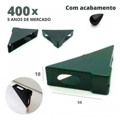 400 Cantoneiras 18X56X56 Mm De Proteção Para Moveis  Preta Embalagem Industrial
