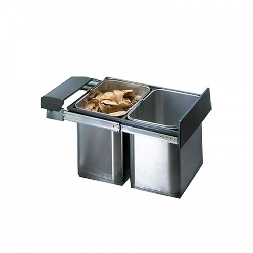 Lixeira Dupla Aço Inox DUO II - 400 Importada Hettich