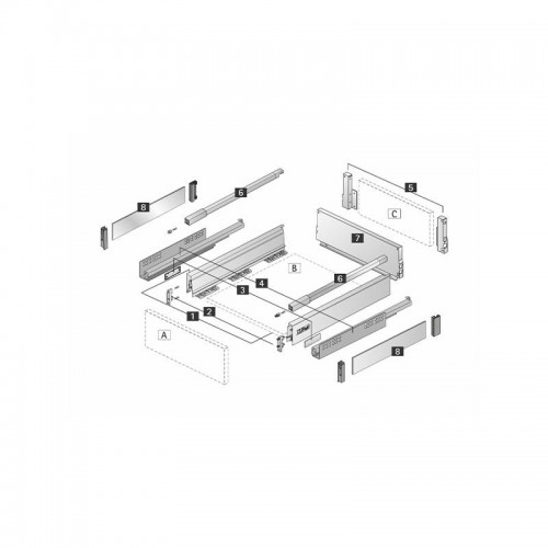 Kit De Gaveta Met. Atira Hettich Alta (144Mm) Cinza 470Mm Com Design Side Extr. Total (V6) C/Silent System (Amortec.)