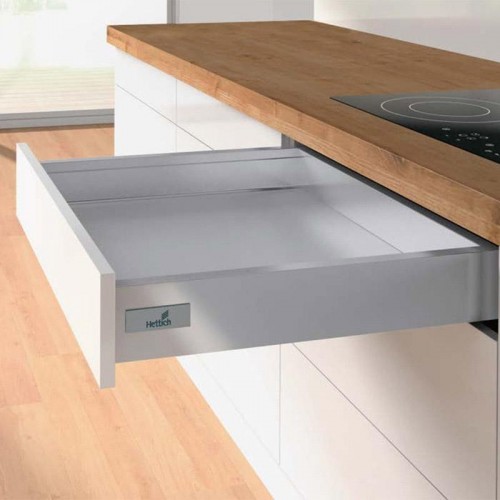 Kit De Gaveta Metálica Innotech Hettich Baixa (70Mm) Cinza 470Mm Extração Total (V6) Com Silent System (Amortec.)
