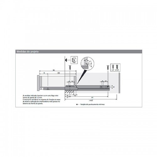 Kit Quadro 25 (Extração Parcial) Invisível 500 Mm Silent System Hettich Kit Quadro 25 (Extração Parcial) Invisível 500 Mm Silent System Hettich