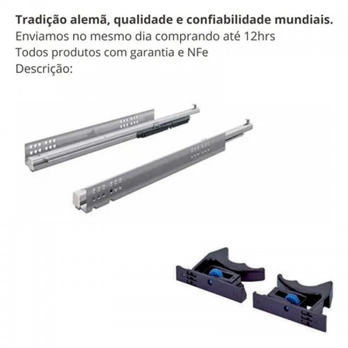 Kit Corrediça Quadro V6 (Extração Total) Invisível 400 Mm Silent System Hettich