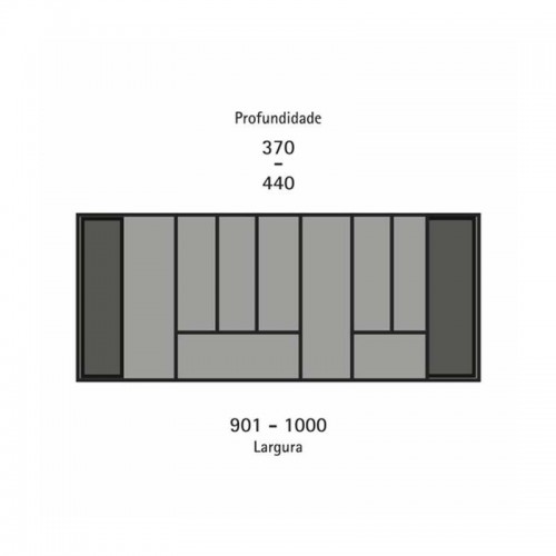 Organizador De Talheres Hettich Orga Um Cinza 901 A 1.000Mm / 370 A 440Mm