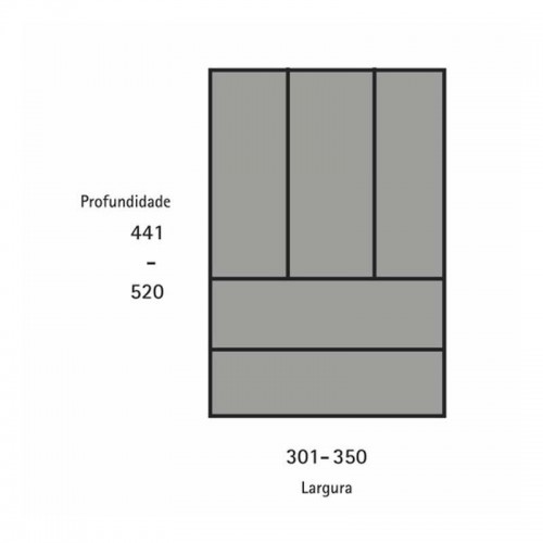 Organizador De Talheres Hettich Orga Um Cinza 301 A 350Mm / 441 A 520Mm