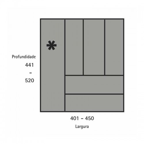 Organizador De Talheres Hettich Orga Um Cinza 401 A 450Mm / 441 A 520Mm
