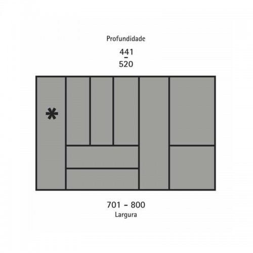 Organizador De Talheres Hettich Orga Um Cinza 701 A 800Mm / 441 A 520Mm
