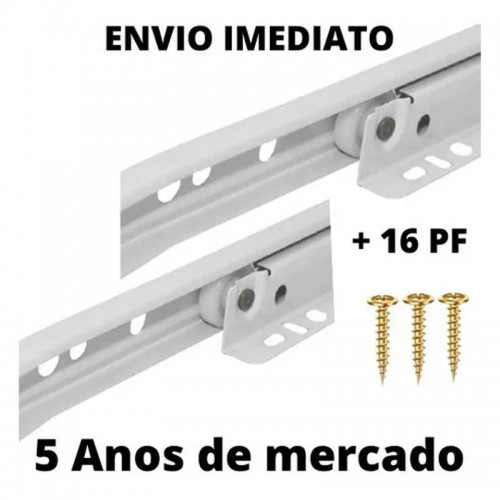 Kit Promocional C/ 2 Corrediças Metálicas Bigfer 400 Mm Epóxi Branca + 16 Pf Mad C.Ch. 4,0 X 12