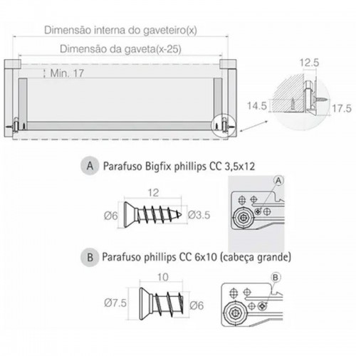 Kit Promocional C/ 2 Corrediças Metálicas Bigfer 400 Mm Epóxi Branca + 16 Pf Mad C.Ch. 4,0 X 12 Kit Promocional C/ 2 Corrediças Metálicas Bigfer 400 Mm Epóxi Branca + 16 Pf Mad C.Ch. 4,0 X 12
