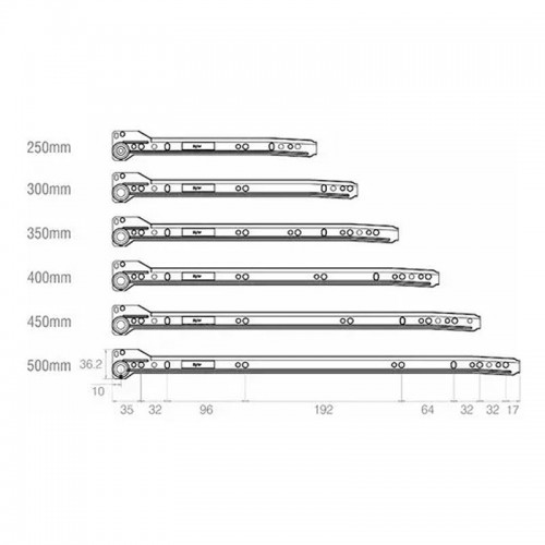 Kit Promocional C/ 4 Corrediças Metálicas Bigfer 450 Mm Epóxi Branca + 32 Pf Mad C.Ch. 4,0 X 12