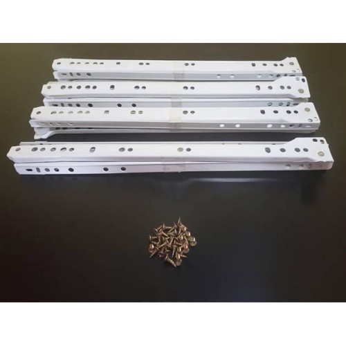 Kit Promocional C/ 4 Corrediças Metálicas Bigfer 250 Mm Epóxi Branca + 32 Pf Mad C.Ch. 4,0 X 12