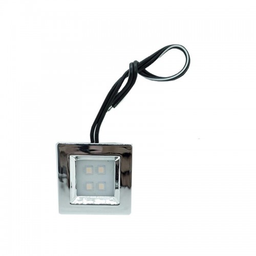 Led De Embutir Quadrado 40 X 40 Mm 4 Leds Luz Branca (Fria) Cromado Base Hs