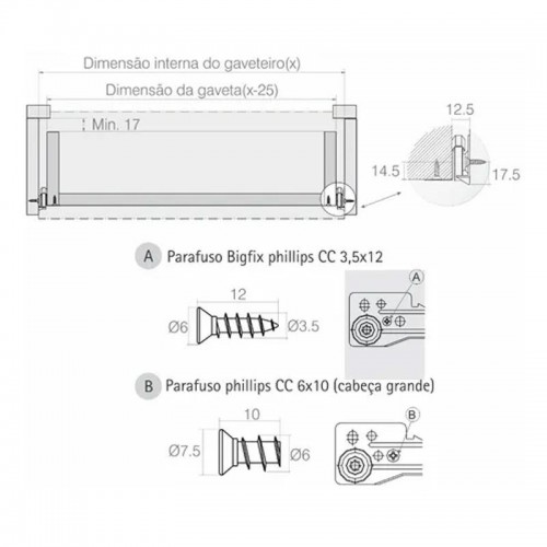 Corrediça Met Branca Reforç 300Mm Kit C/2 + Pf De Fixação Corrediça Met Branca Reforç 300Mm Kit C/2 + Pf De Fixação