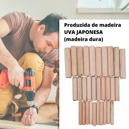 Cavilha De Madeira 8 X 30 Mm Uva Japonesa (Kit Com 200 Un)