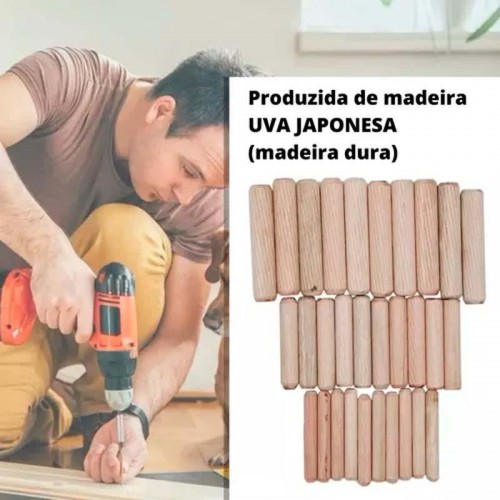 Cavilha De Madeira 8 X 20 Mm Uva Japonesa (Kit Com 200 Un)