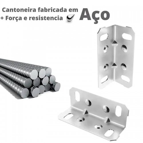 Cantoneira De Aço 17,5 X 17,5 X 46 mm 4 Furos Zinco Branco (Kit Com 200 Un)