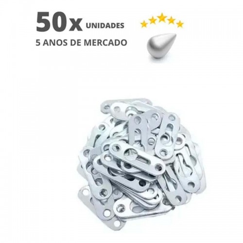 Suporte De Nicho Tipo Presilha Plano Com Furo Escareado Metálico Zinco Branco (Kit Com 50 Un)