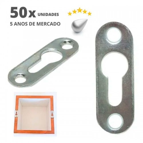 Suporte De Nicho Tipo Presilha Plano Com Furo Escareado Metálico Zinco Branco (Kit Com 50 Un)