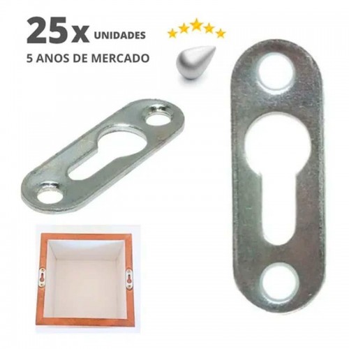Suporte De Nicho Tipo Presilha Plano Com Furo Escareado Metálico Zinco Branco (Kit Com 25 Un)