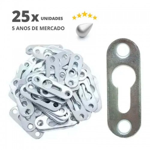 Suporte De Nicho Tipo Presilha Plano Com Furo Escareado Metálico Zinco Branco (Kit Com 25 Un) Suporte De Nicho Tipo Presilha Plano Com Furo Escareado Metálico Zinco Branco (Kit Com 25 Un)