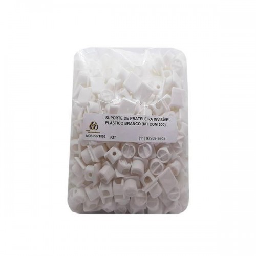 Suporte De Prateleira Invisível Plástico Branco (Kit Com 500) Suporte De Prateleira Invisível Plástico Branco (Kit Com 500)