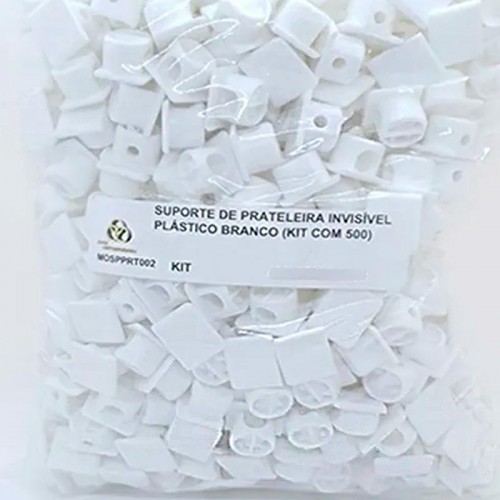 Suporte De Prateleira Invisível Plástico Branco (Kit Com 500) Suporte De Prateleira Invisível Plástico Branco (Kit Com 500)