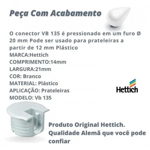 Suporte De Prateleira Plástico Vb 135 / Rafix Tab 20 Branco (Kit Com 100) Suporte De Prateleira Plástico Vb 135 / Rafix Tab 20 Branco (Kit Com 100)