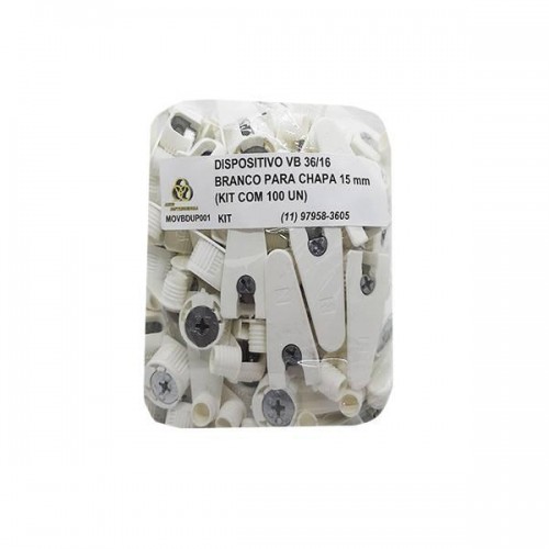Dispositivo Vb 36/16 Branco Para Chapa 15 Mm (Kit Com 100 Un) Dispositivo Vb 36/16 Branco Para Chapa 15 Mm (Kit Com 100 Un)