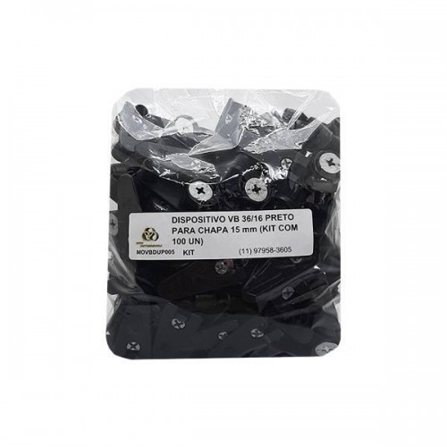 Dispositivo Vb 36/16 Preto Para Chapa 15 Mm (Kit Com 100 Un) Dispositivo Vb 36/16 Preto Para Chapa 15 Mm (Kit Com 100 Un)