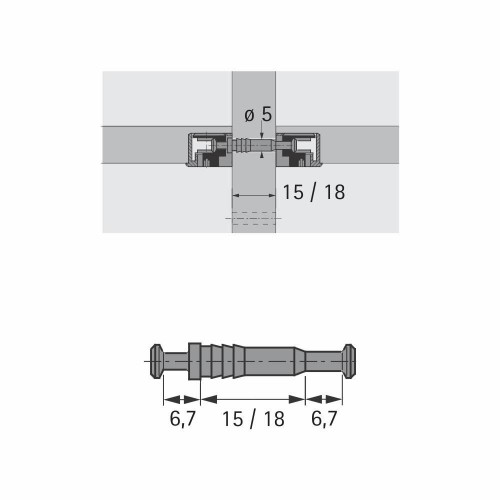 Haste Dupla Vb / Rafix Hettich Du 712 P/Mdf 15 Mm Zinco Branco (Kit Com 100 Un) Haste Dupla Vb / Rafix Hettich Du 712 P/Mdf 15 Mm Zinco Branco (Kit Com 100 Un)