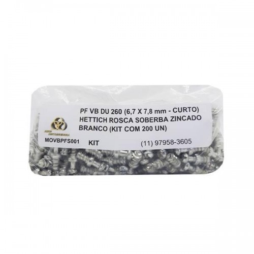 Parafuso Vb Du 260 (6,7 X 7,8 Mm - Curto) Hettich Rosca Soberba Zincado Branco (Kit Com 200 Un) Parafuso Vb Du 260 (6,7 X 7,8 Mm - Curto) Hettich Rosca Soberba Zincado Branco (Kit Com 200 Un)