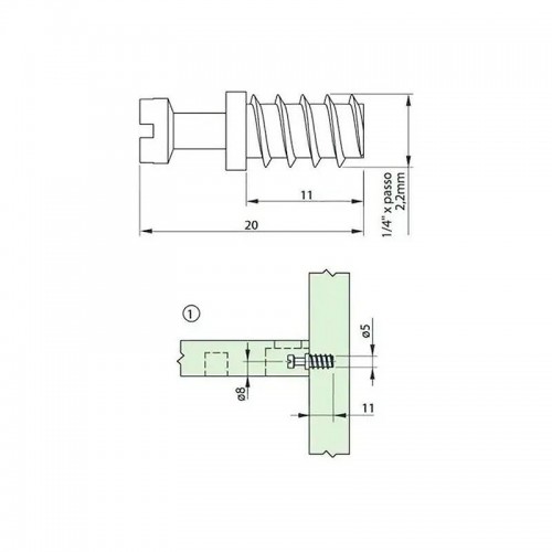Parafuso Vb Du 279 (6,7 X 11 Mm - Longo) Hettich Rosca Soberba Zincado Branco (Kit Com 200 Un)