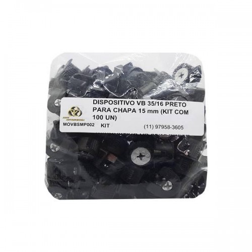 Dispositivo Vb 35/16 Preto Para Chapa 15 Mm (Kit Com 100 Un)
