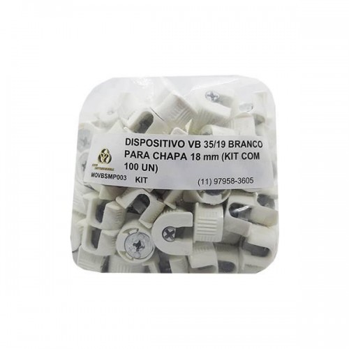 Dispositivo Vb 35/19 Branco Para Chapa 18 Mm (Kit Com 100 Un) Dispositivo Vb 35/19 Branco Para Chapa 18 Mm (Kit Com 100 Un)