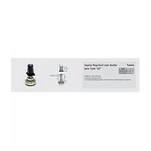 Sapata Regulável Com Bucha 1/4 X 20,5 X 36,4 (Longa) (Kit Com 20 Un)