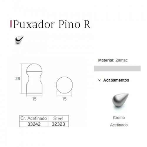 Puxador Pontual Pino R Steel