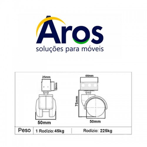 Rodizio Rb 50 Chapa U 25 Mm Para Berço Branco (Kit Com 4 Un) Rodizio Rb 50 Chapa U 25 Mm Para Berço Branco (Kit Com 4 Un)