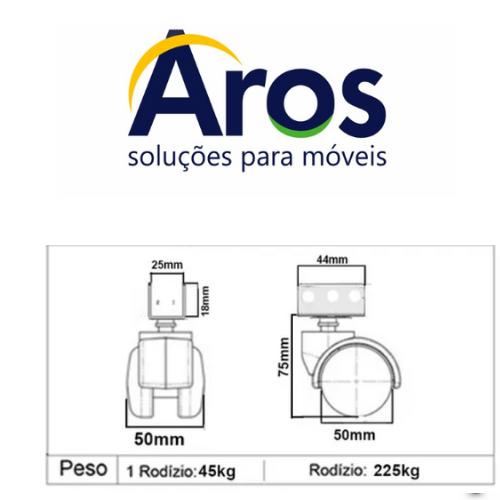 Rodizio Rb 50 Chapa U 25 Mm Para Berço Branco (Kit Com 4 Un) Rodizio Rb 50 Chapa U 25 Mm Para Berço Branco (Kit Com 4 Un)