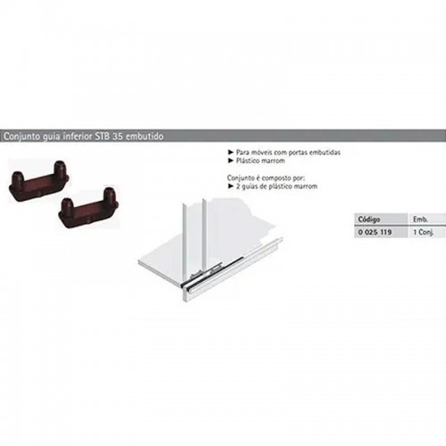 Guia Inferior Para Sistema De Portas De Correr Stb 35 Hettich (Kit Com 6 Unidades)